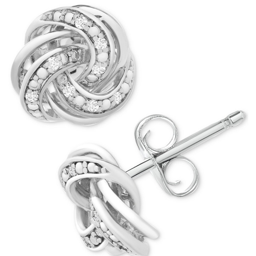 Sterling Silver Diamond Stud Earrings